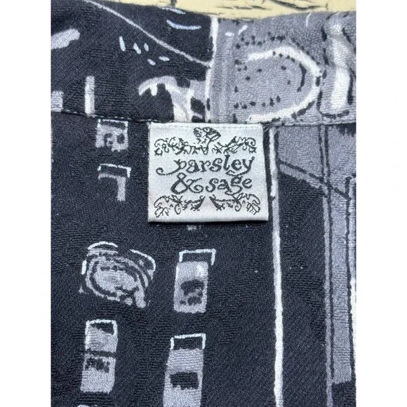 Parsley & Sage Womens Gray & Black Abstract NY City Boho Button Up Jacket India - Picture 9 of 16